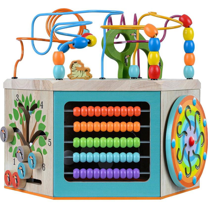 Preschool Play Lab Large Wooden Activity Learning 7-side Cube