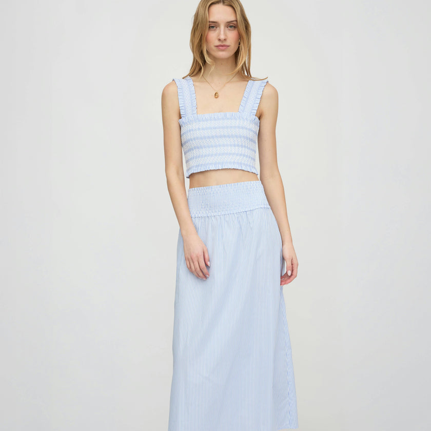 The Delphine Nap Skirt - Blue/White Stripe