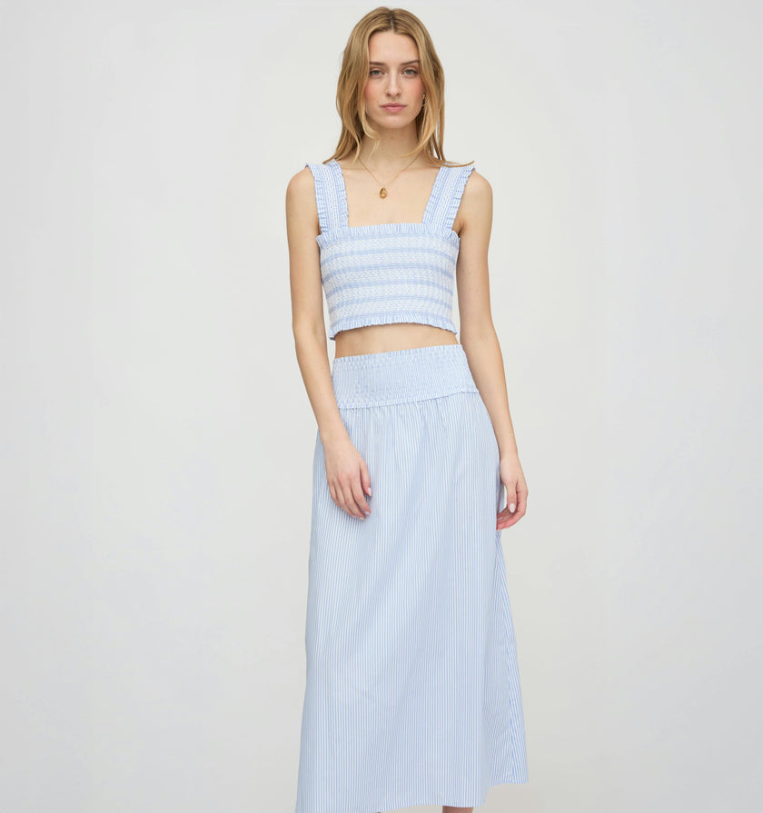 The Delphine Nap Skirt - Blue/White Stripe