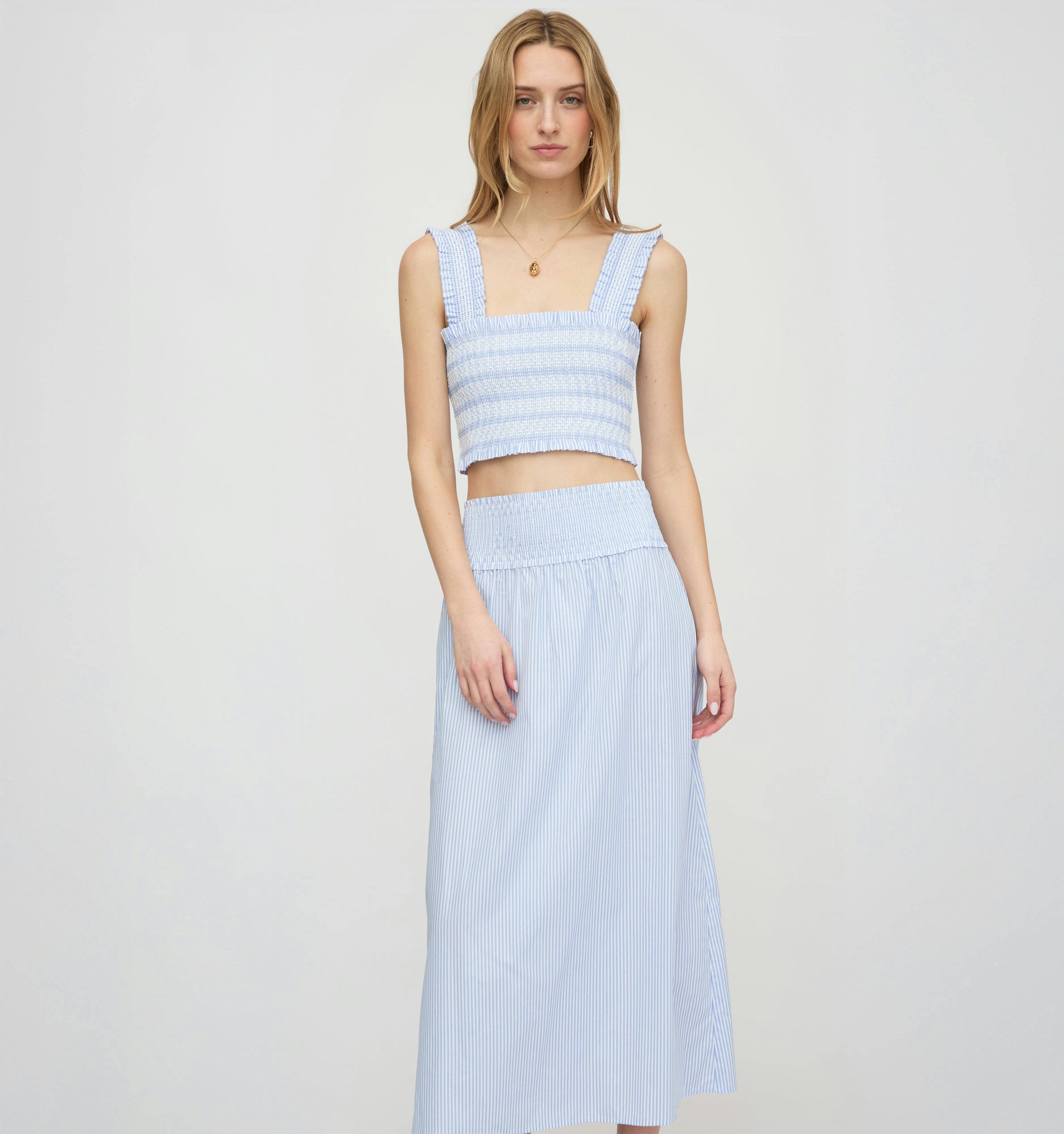 The Delphine Nap Skirt - Blue/White Stripe