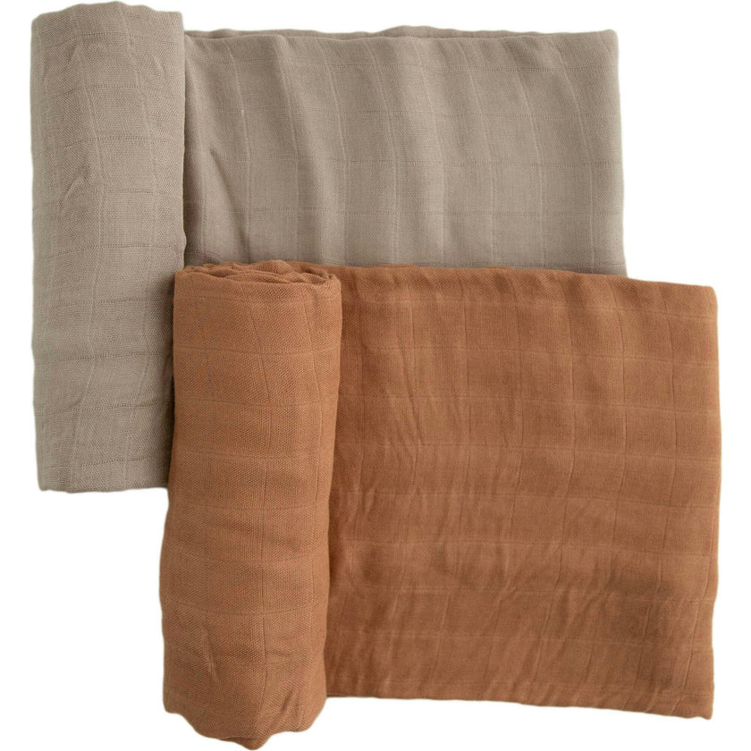 Deluxe Muslin Swaddle Blanket 2 Pack - Caramel