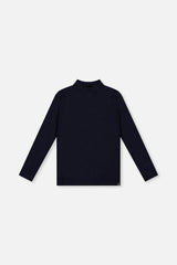 Brushed Rib Mock Neck Top Dark Blue