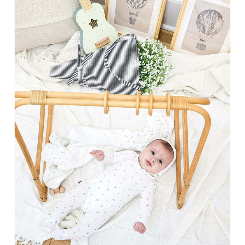 Pointelle Leaves Footie and Beanie Set