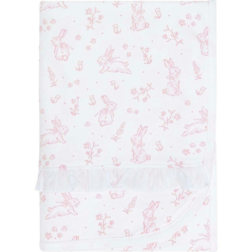 Pink Bunny Toile Blanket