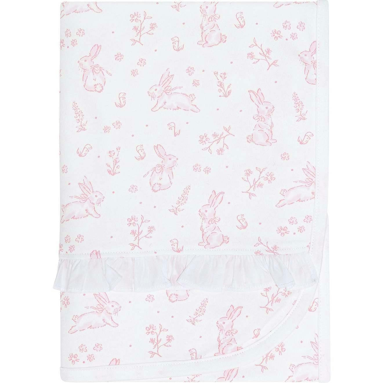 Pink Bunny Toile Blanket