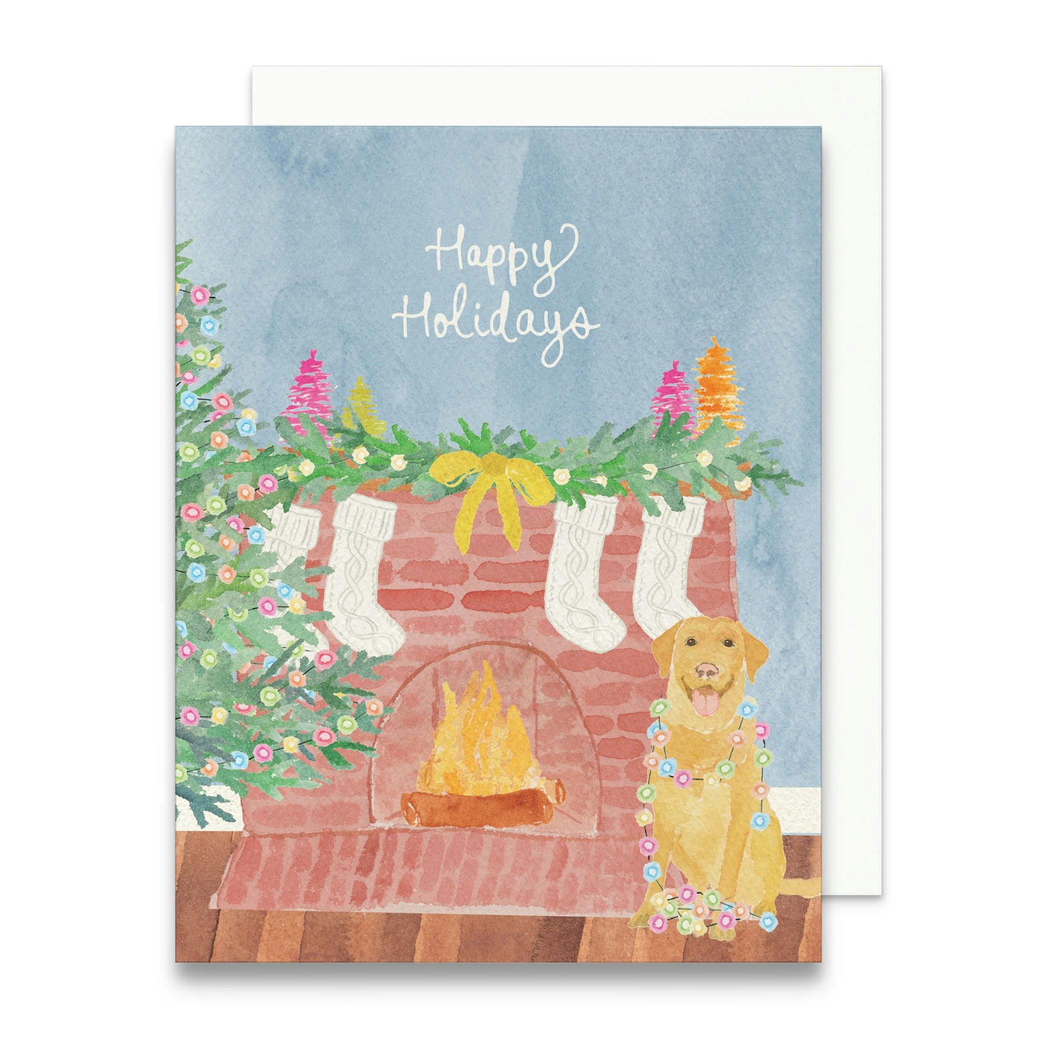 Festive Yellow Lab Greeting Card