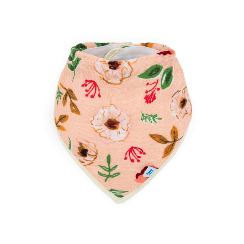 Cotton Muslin + Fleece Bandana Bib 4 Pack - Vintage Floral
