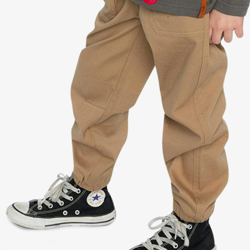 Stretch Canvas Jogger Pants Beige