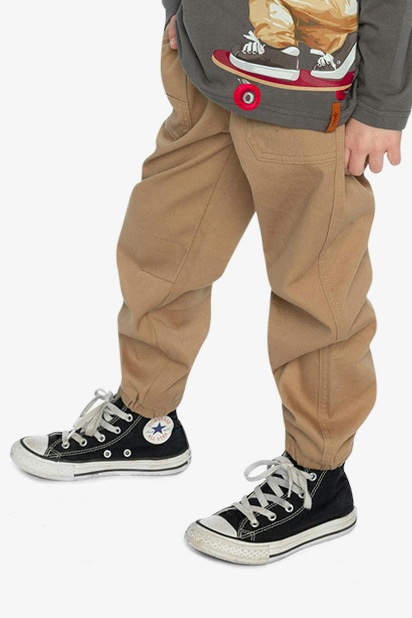 Stretch Canvas Jogger Pants Beige