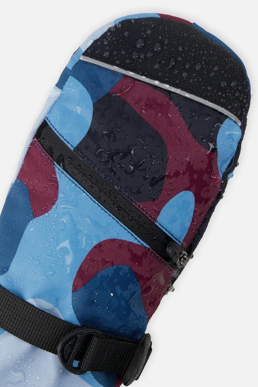 Teknik Winter Mittens Blue and Red Camouflage