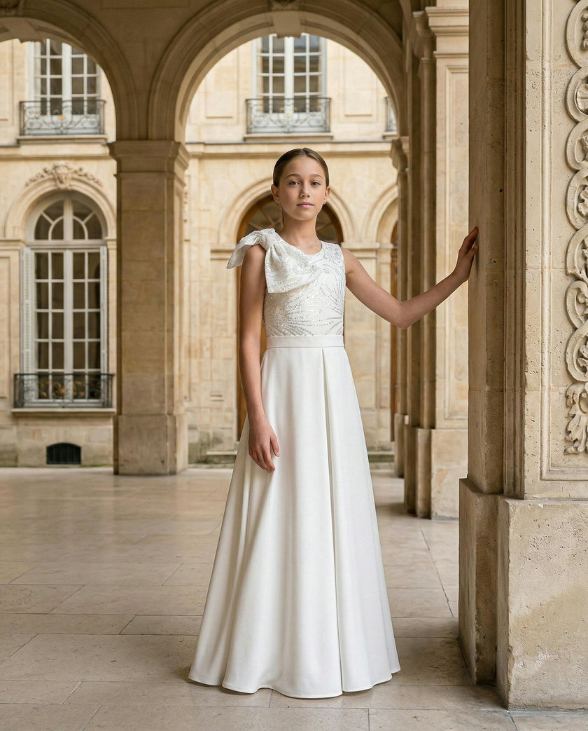 White Theia Bow-Embellished Dress