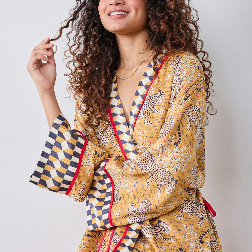 Bagheera - Eco Satin Robe - Tobacco