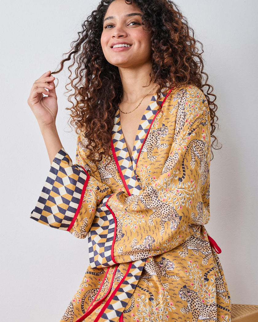 Bagheera - Satin Robe - Tobacco