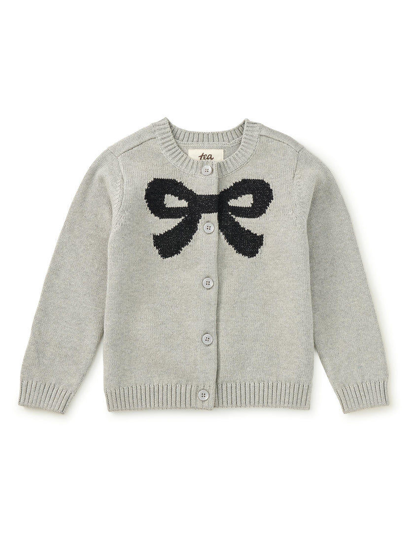 Bow Cardigan, Med Heather Grey
