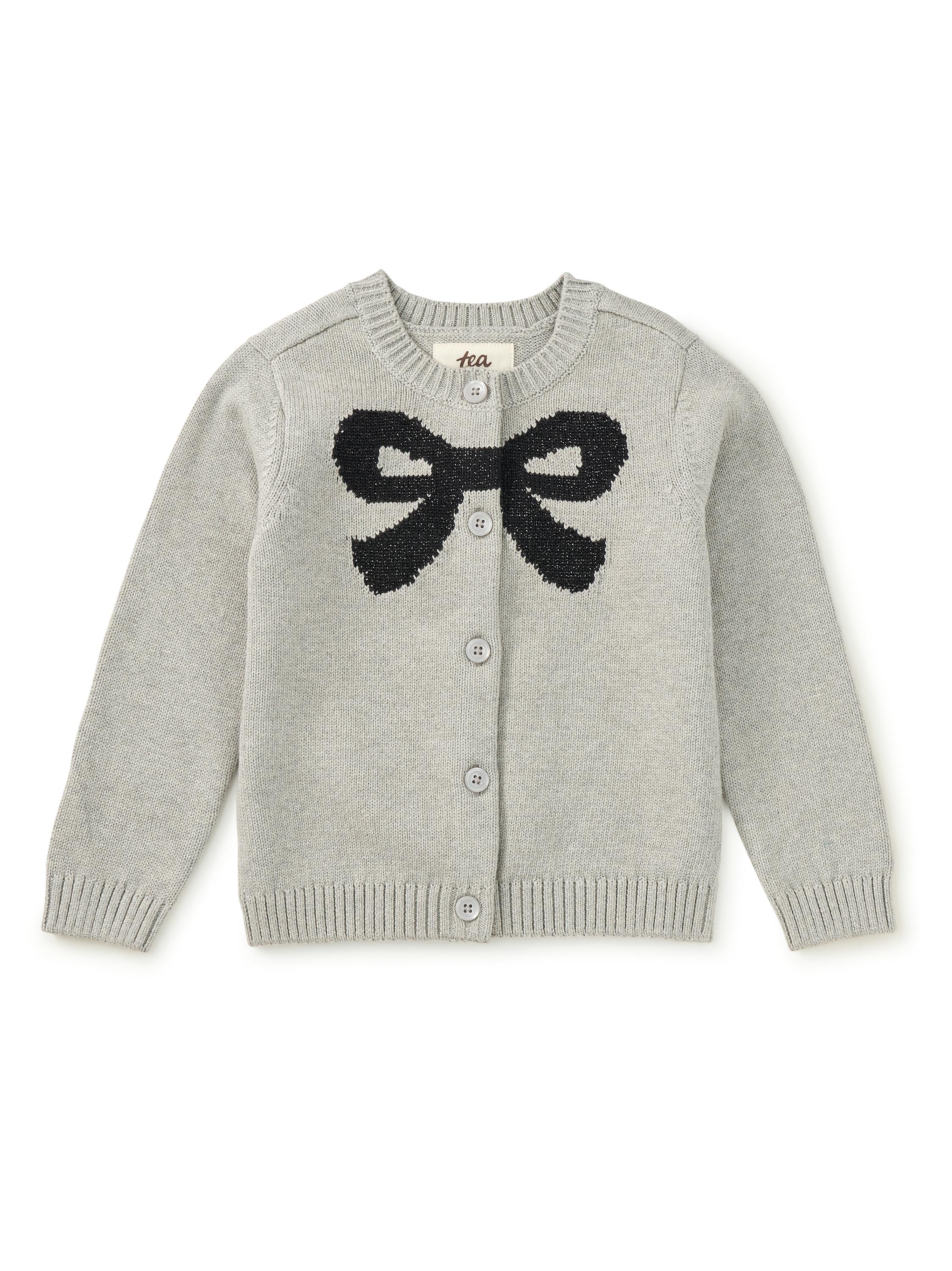 Bow Cardigan, Med Heather Grey