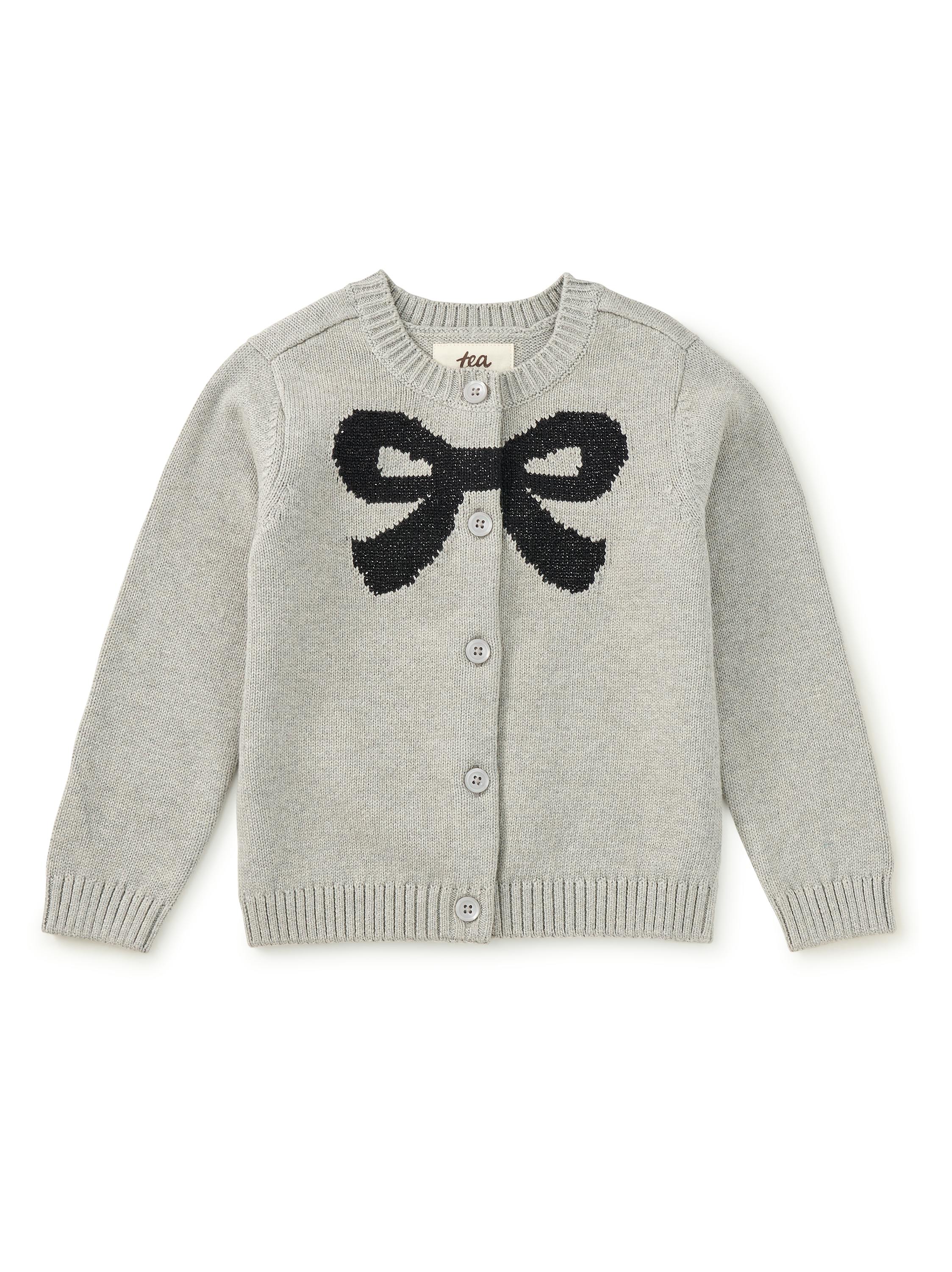 Bow Cardigan, Med Heather Grey