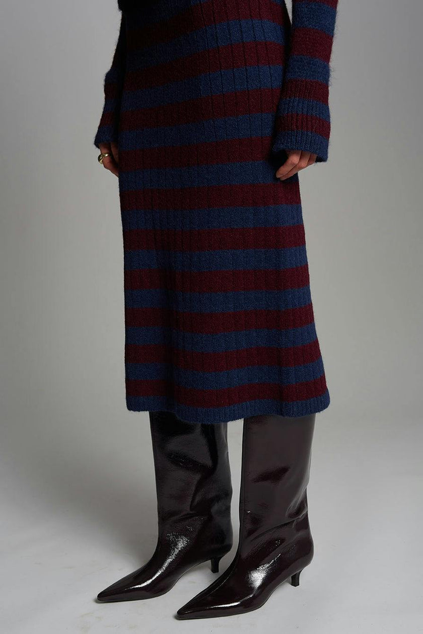 PIA STRIPE TUBE SKIRT | NAVY + MERLOT | ONE LEFT!