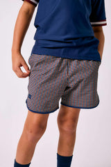 gingham retro super short with navy piping