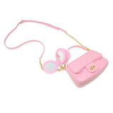 Kids Quilted Puff Flap w/ Mirror Pom Pom Handbag