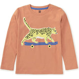 Fierce Skater Graphic Print Long Sleeve T-Shirt, Orange