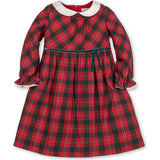 Organic Peter Pan Collar Dress with Ruffle Cuffs, Red