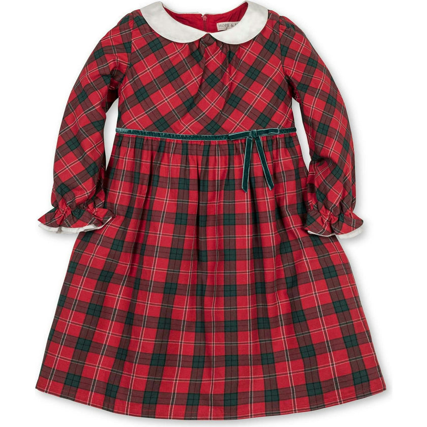 Baby Organic Peter Pan Collar Dress with Ruffle Cuffs, Red