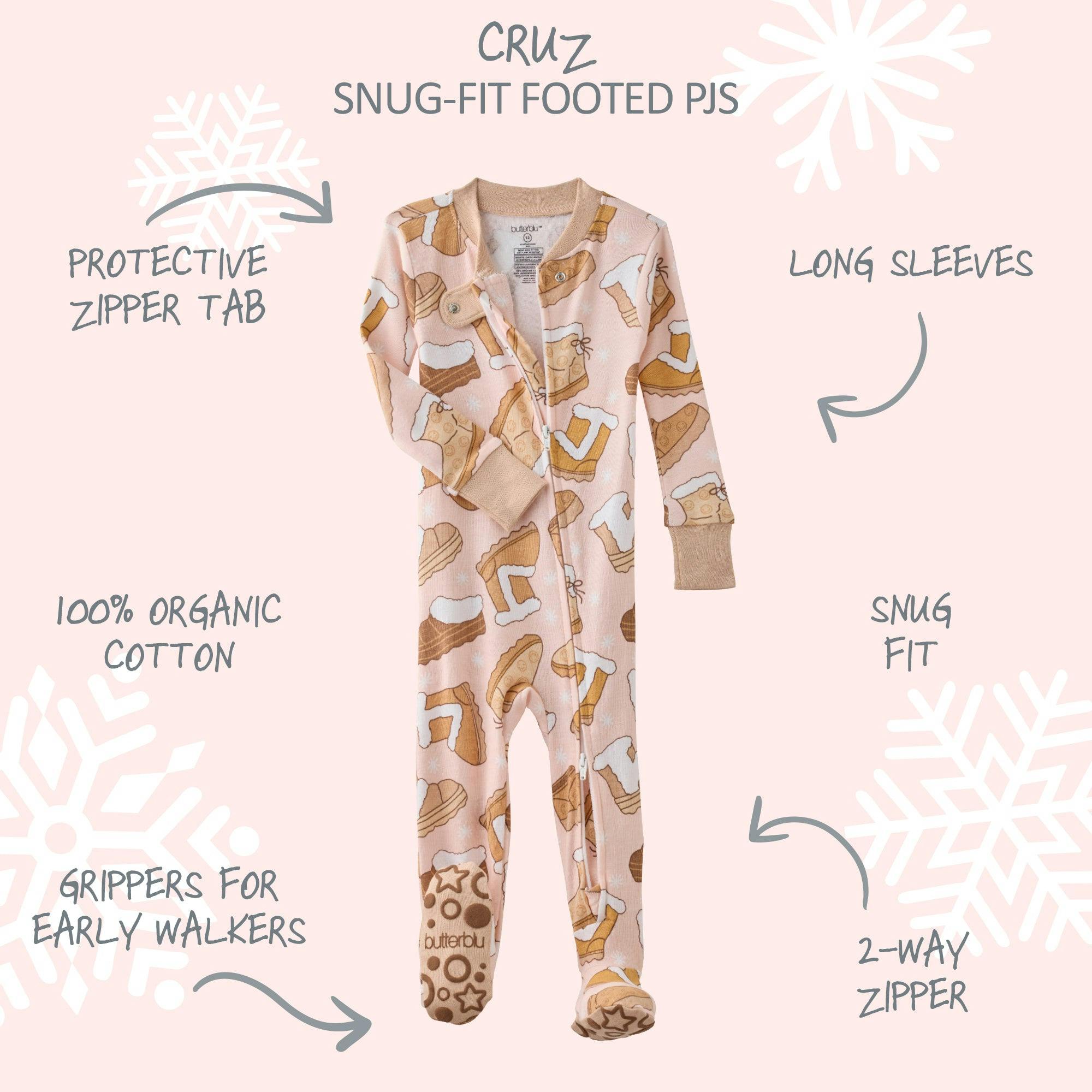CRUZ Snug Fit Footed Baby Girls Pajamas