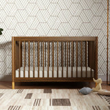 Gelato 4-in-1 Convertible Crib with Toddler Bed Conversion Kit in Natural Walnut & Gold Feet
