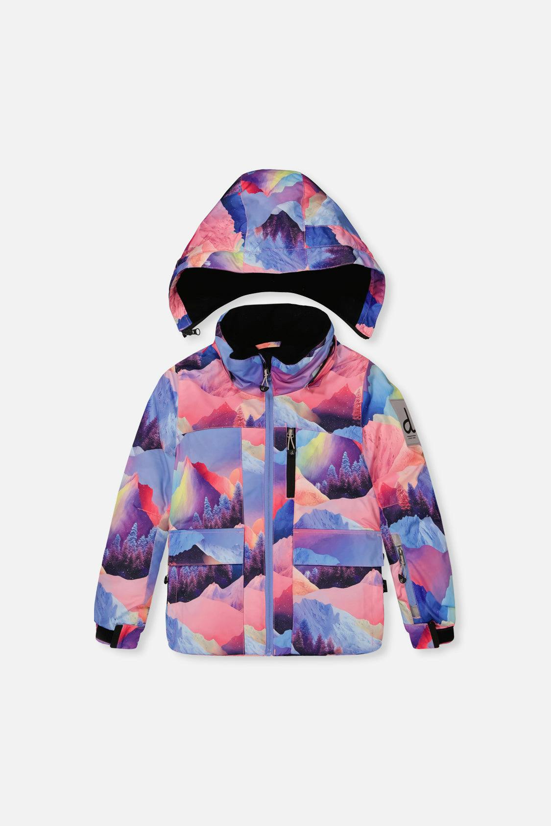 Two Piece Play Snowsuit Pink Mountain Print With Blue Pants