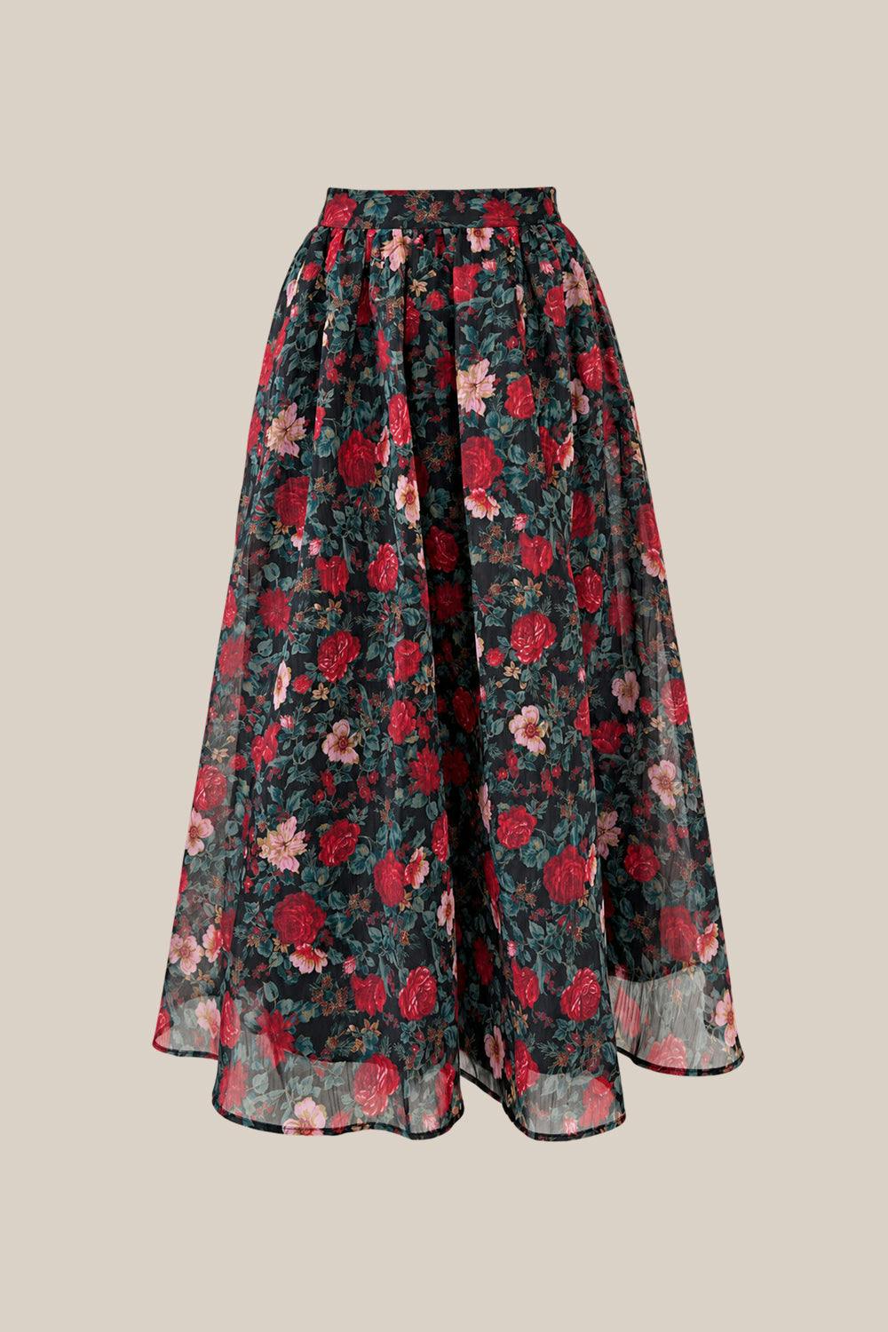 Vanessa Skirt in Moody Christmas Flora