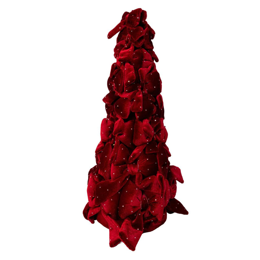 Kurt Adler 15.75-Inch Burgundy Bow Tree With Diamond Gemstones