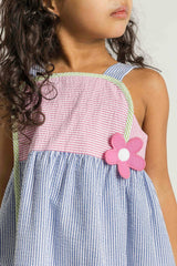 Seersucker Dress With Flower