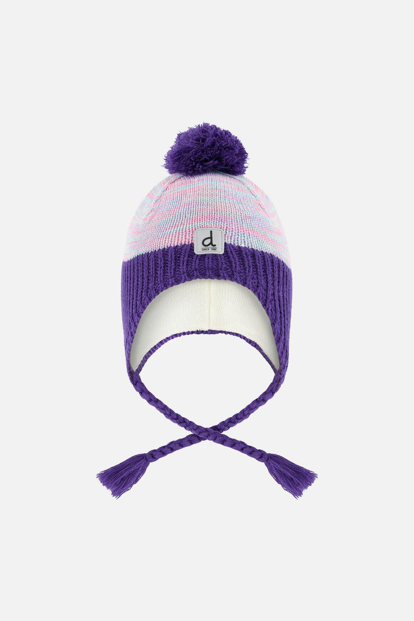 Winter Peruvian Knit Hat With Pompom Multicolored