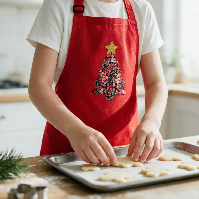 Liberty of London Christmas tree children's apron - red