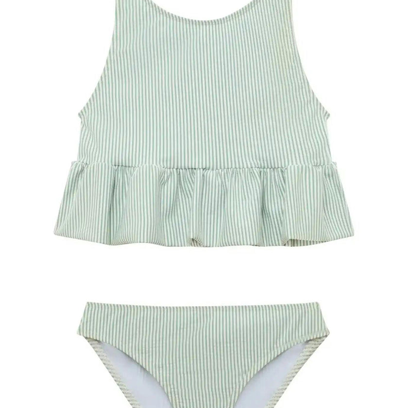Girls' two-piece swimsuit with green stripes | CANDY 2P