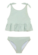 Girls' two-piece swimsuit with green stripes | CANDY 2P