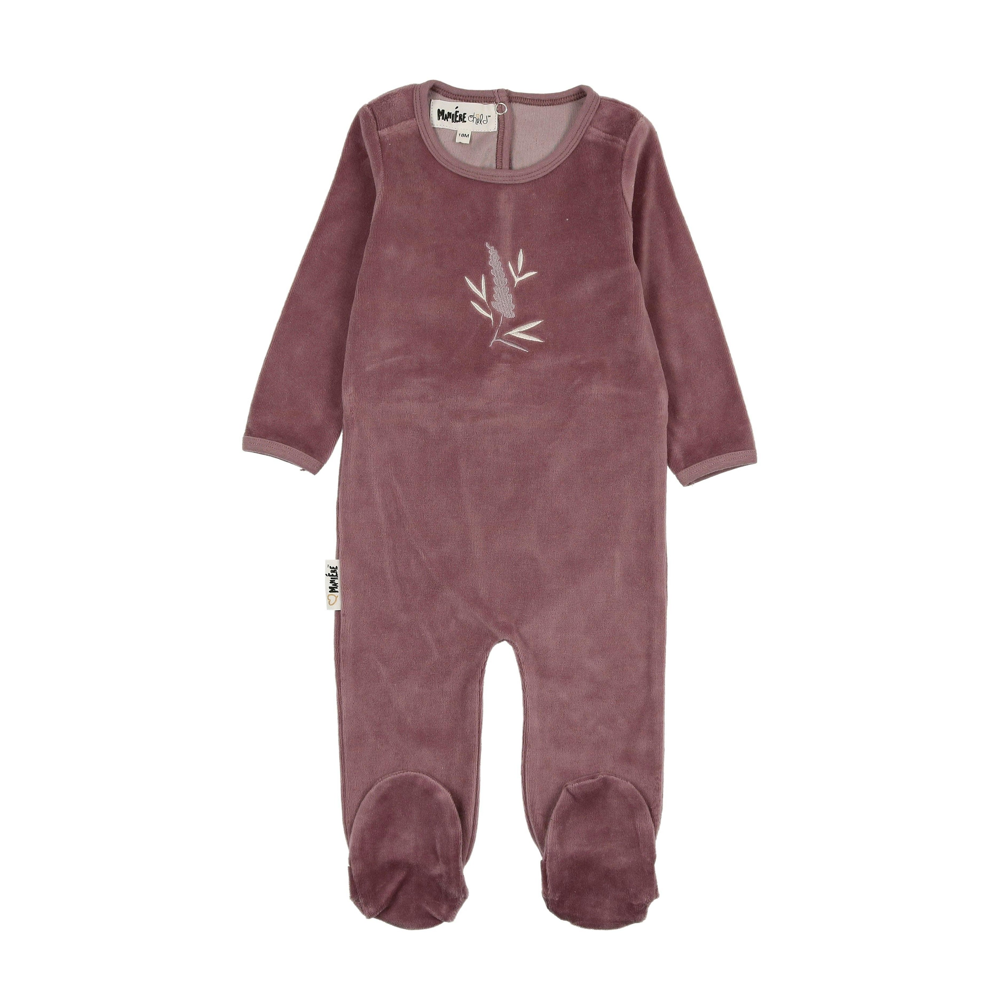 Floral Embroidered Round Neck Long Sleeve Footie