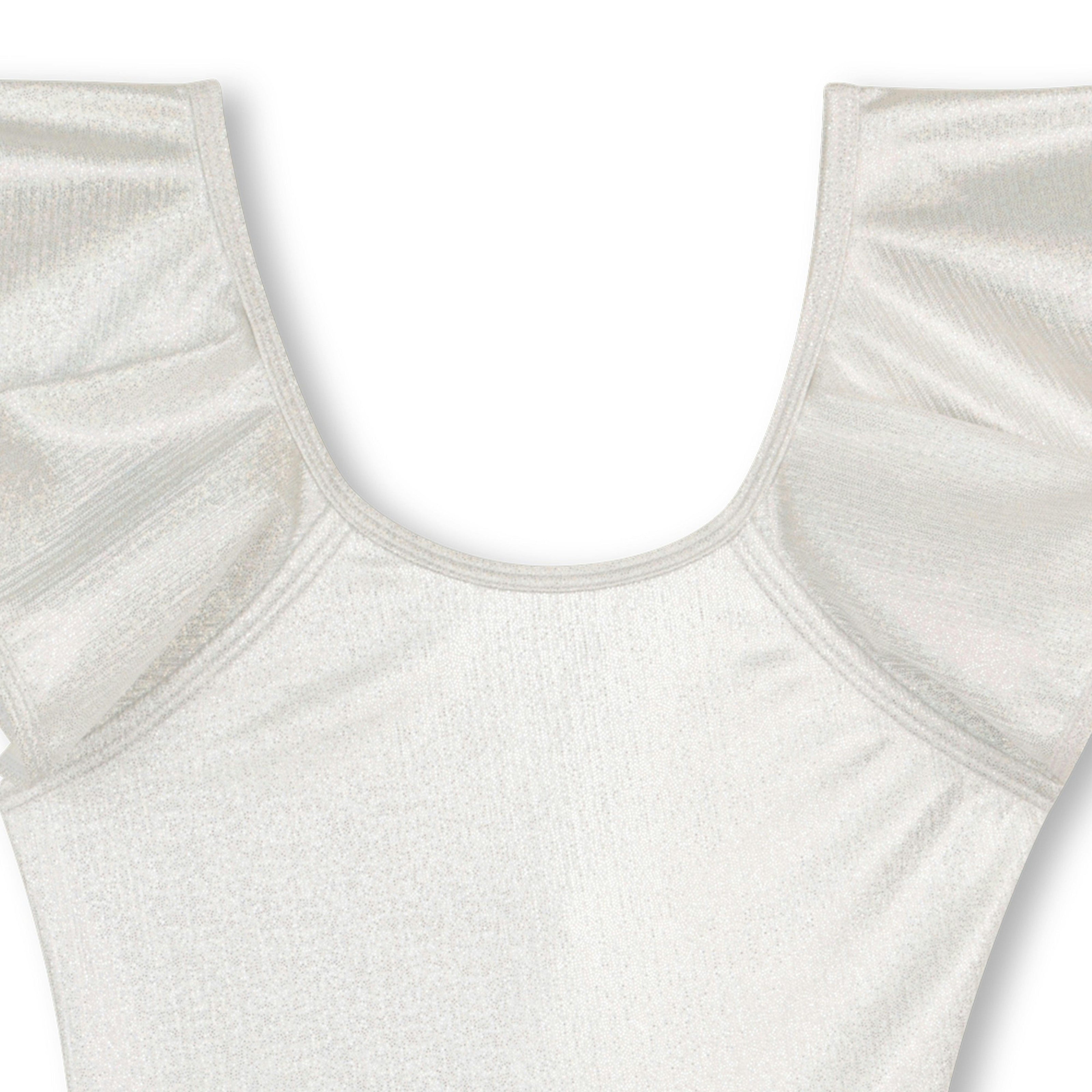 Lame Silver Swimsuit with Ruffle Sleeve