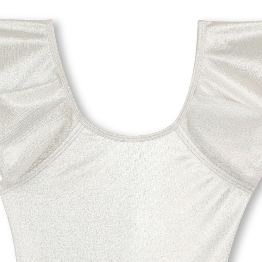 Lame Silver Swimsuit with Ruffle Sleeve