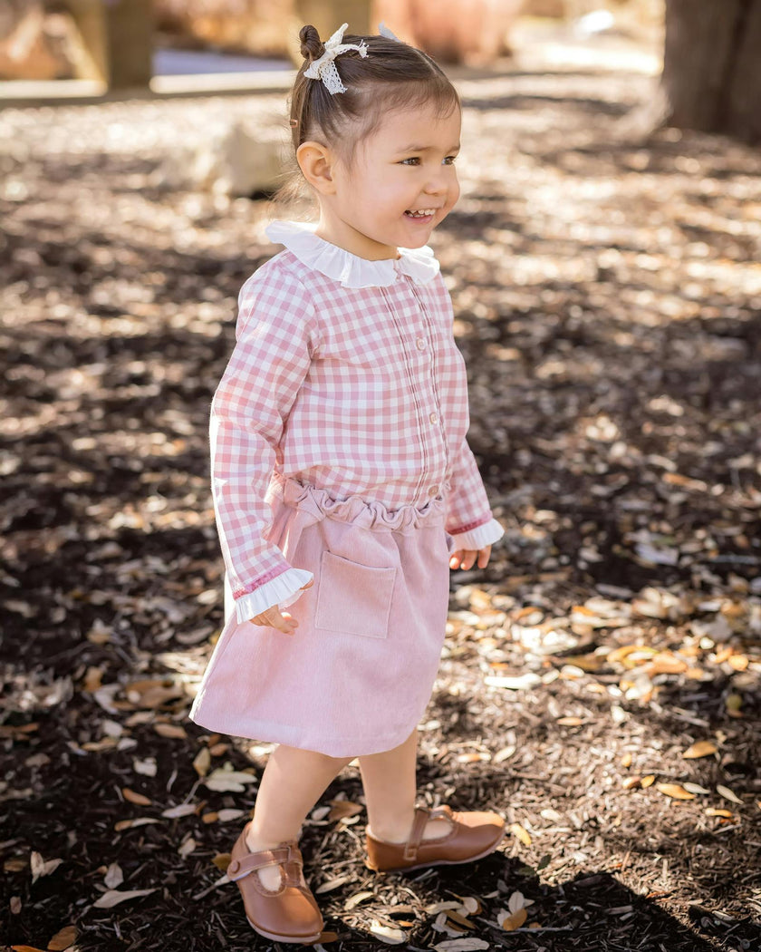 Girls Gingham Blouse with Ruffle Collar