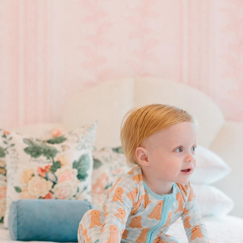 Blue Goldendoodle Bamboo Zipper Romper