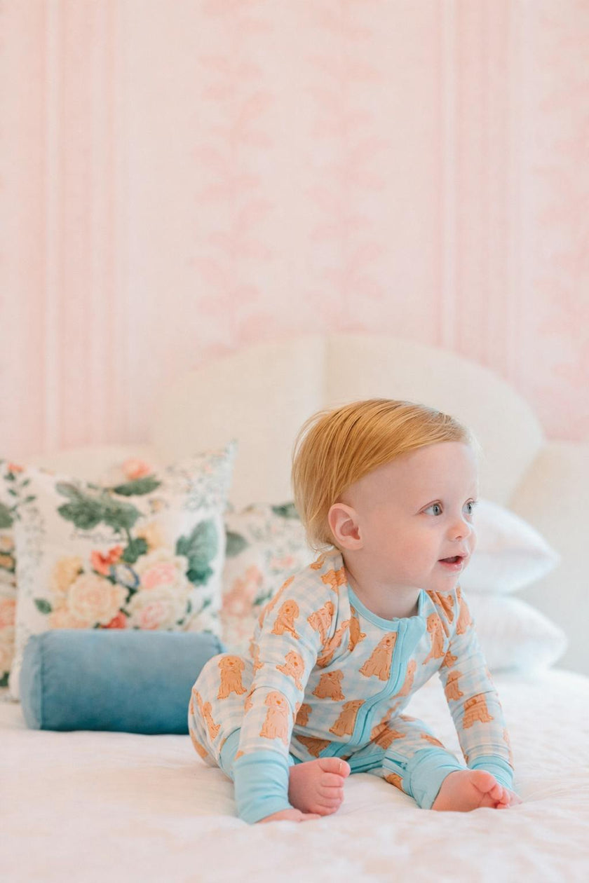 Blue Goldendoodle Bamboo Zipper Romper