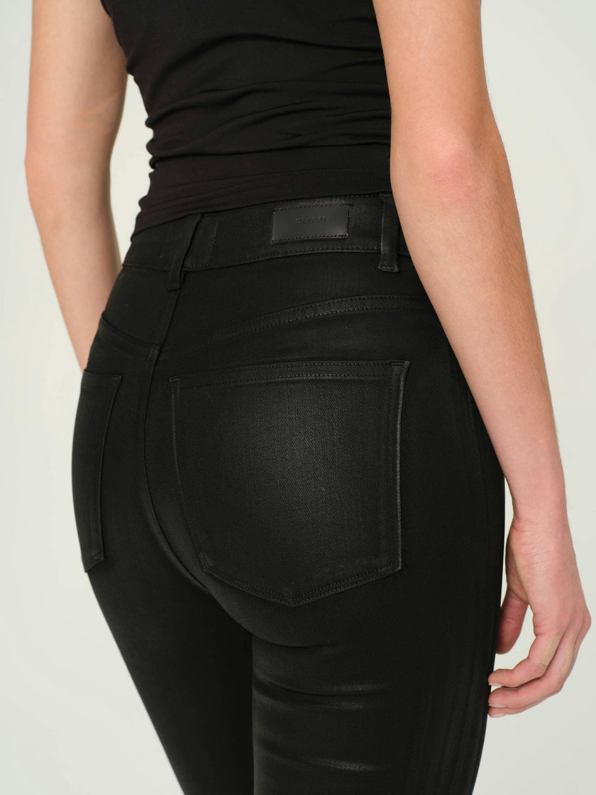 Halle Straight High Rise Instasculpt 29" Jeans | Black Coated