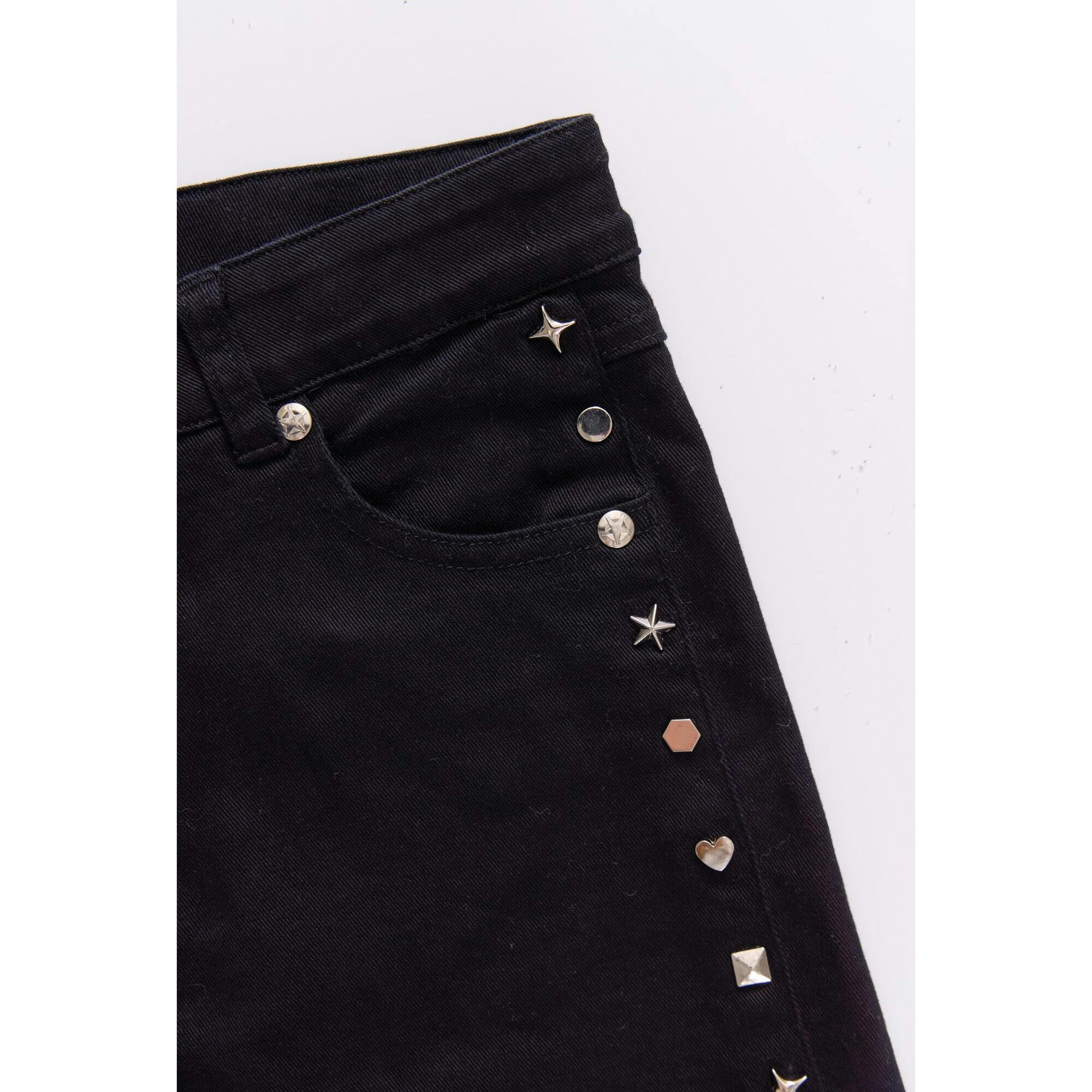 Girls Twill Stud Short in Black
