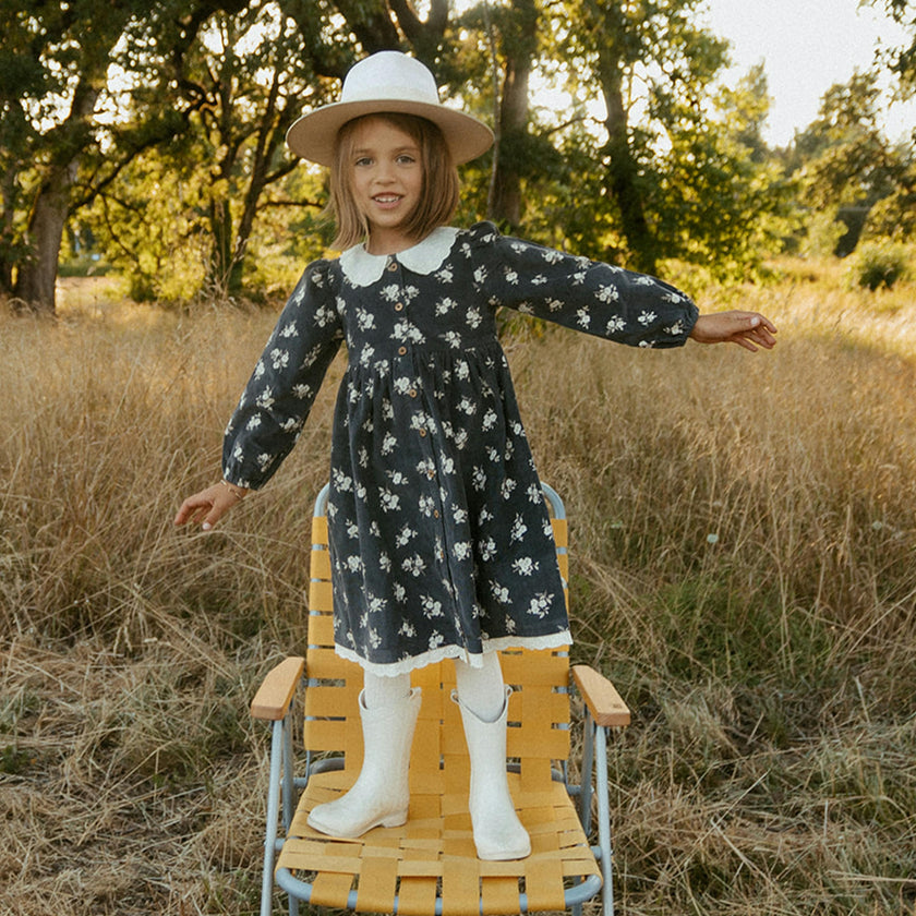 Organic Corduroy Collared Button Dress
