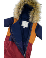 Baby One Piece Snowsuit Adapted For Car Seats Burgundy