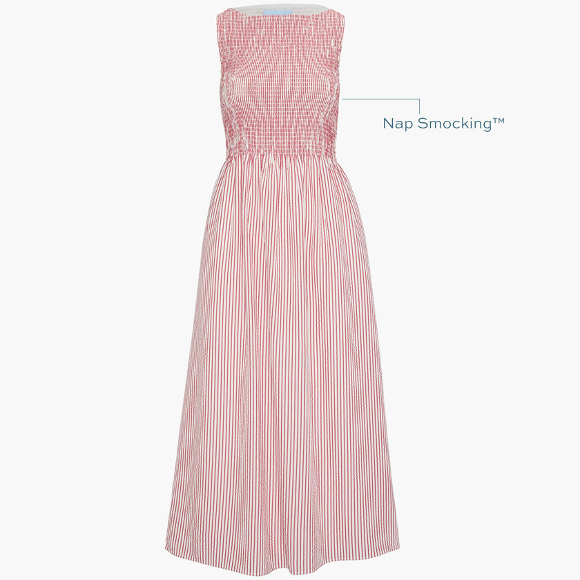 The Cosima Nap Dress - Red Ticking Stripe