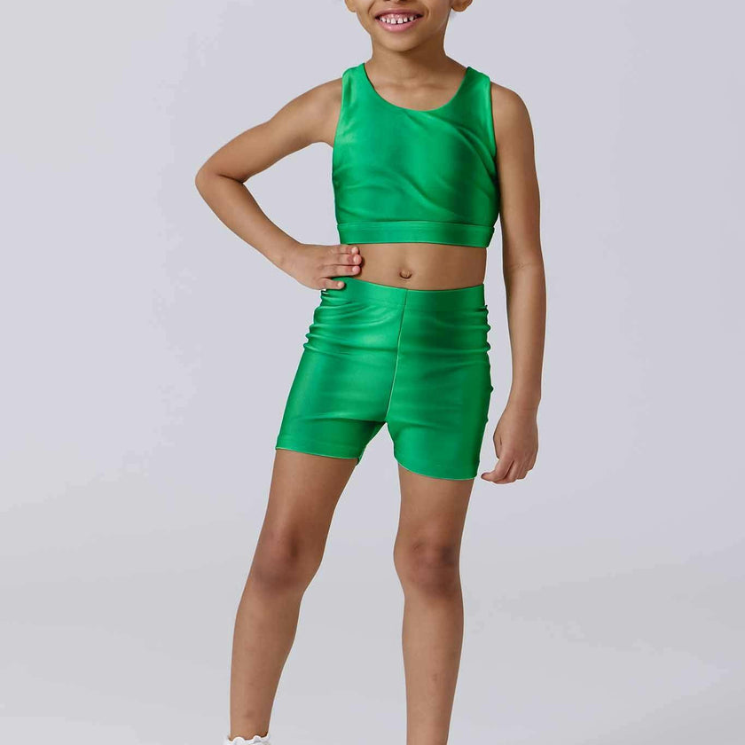 Girls Booty Shorts in Green Ombre