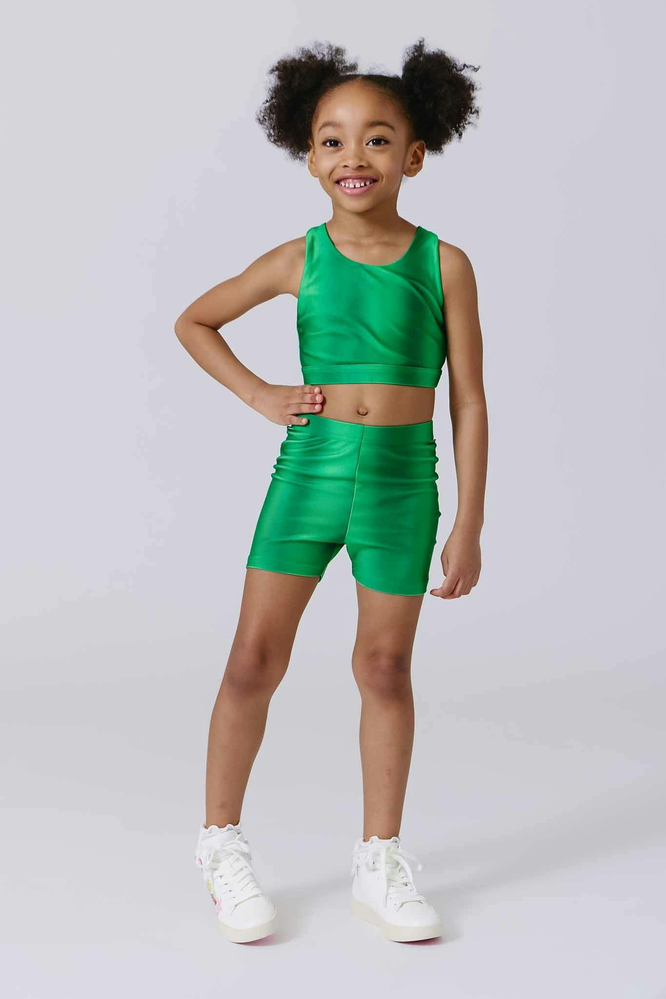 Girls Booty Shorts in Green Ombre