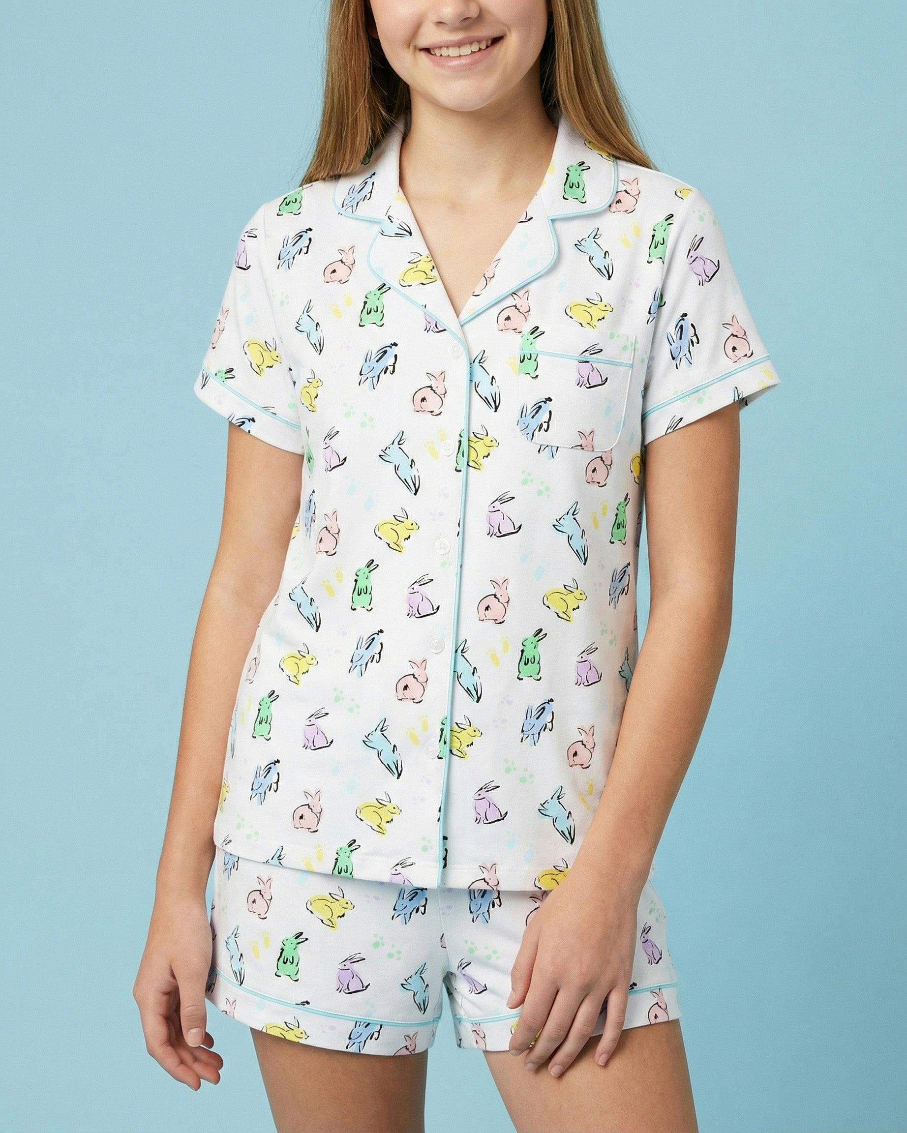 Organic Polo Pajama Set with Shorts [Bunny Hop]